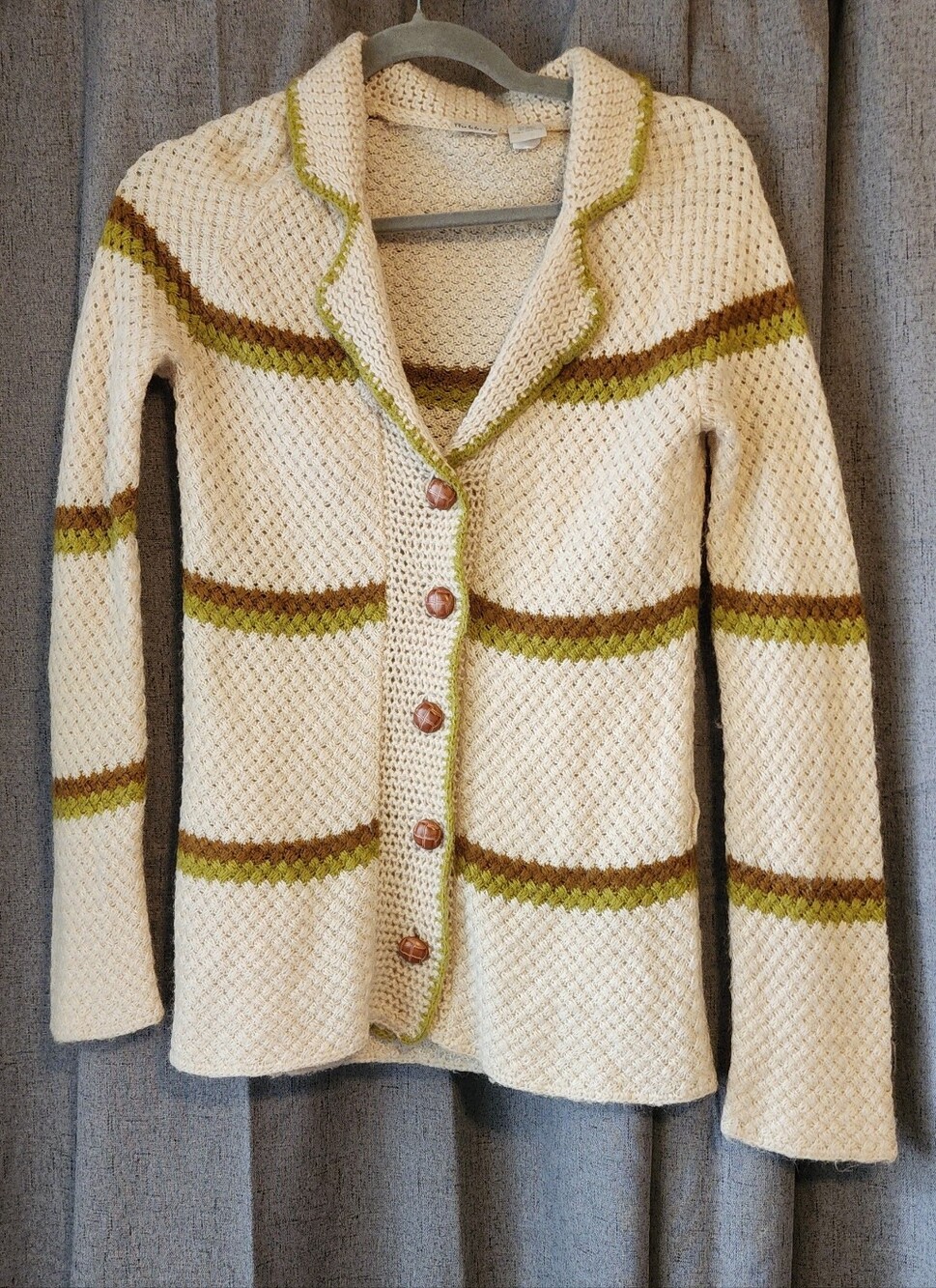 Rubbish Mohair Blend Wool Knit Cardigan Small Striped Button Front Vintage Boho